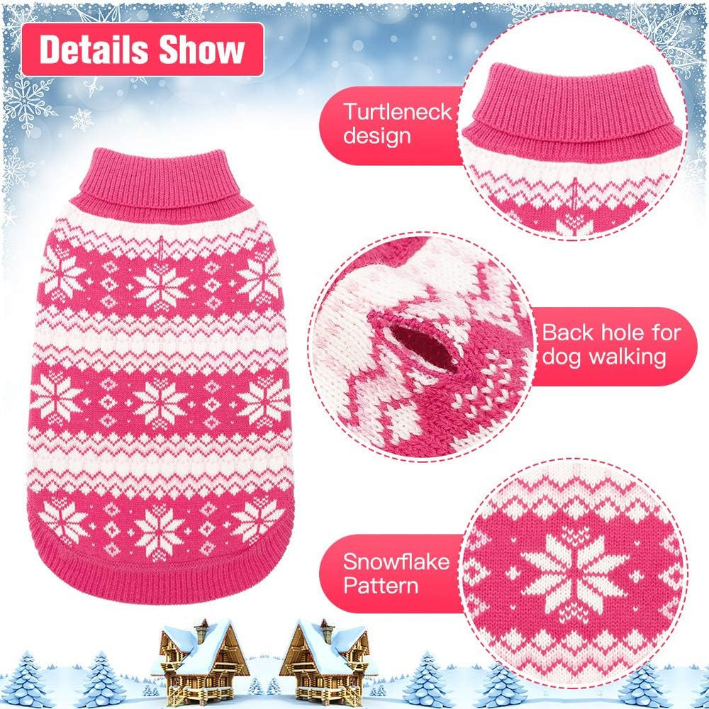 KOOLTAIL suéter para perros, patrón copos de nieve, rosa