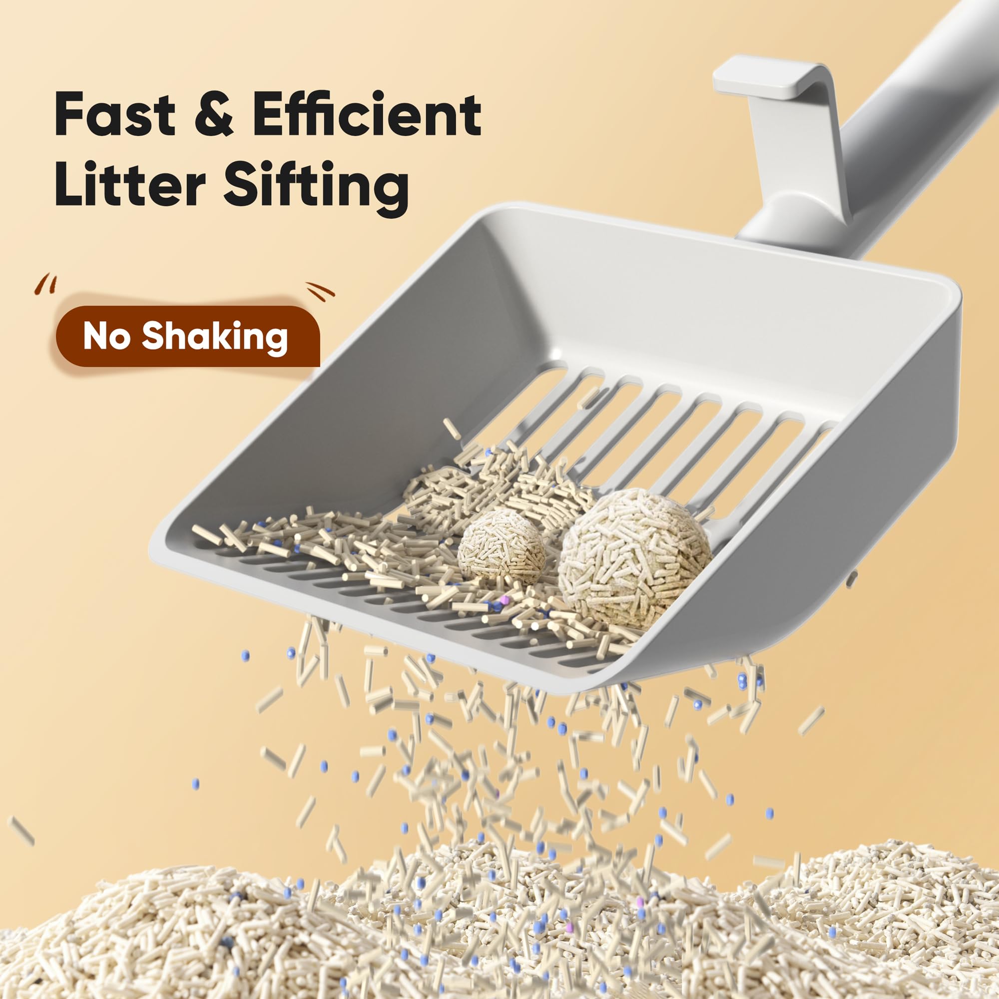 KooMooM Litter Scoop diseño ergonómico de 35° para raspado fácil