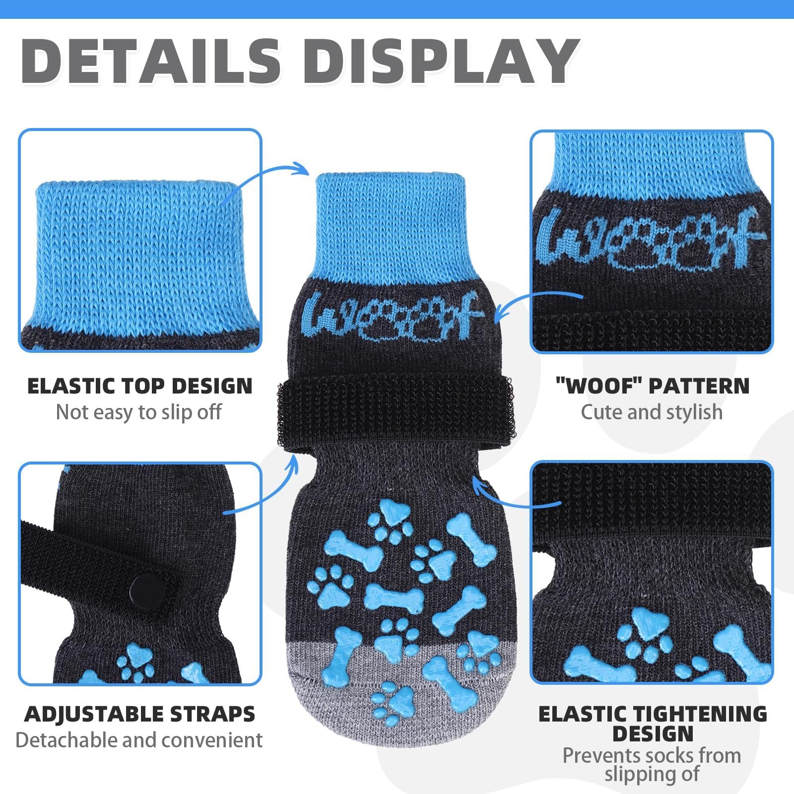 Calcetines KOOLTAIL azul XL con agarre doble para suelos lisos.