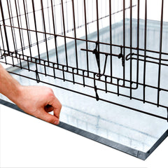 KOPEKS bandeja metálica galvanizada para kennels, protección duradera y limpieza sencilla.