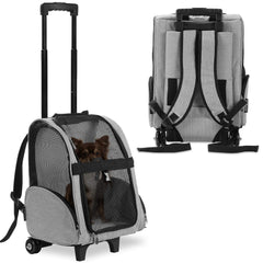 KOPEKS Deluxe Mochila para Mascotas con ruedas dobles mostrando movilidad en aeropuerto