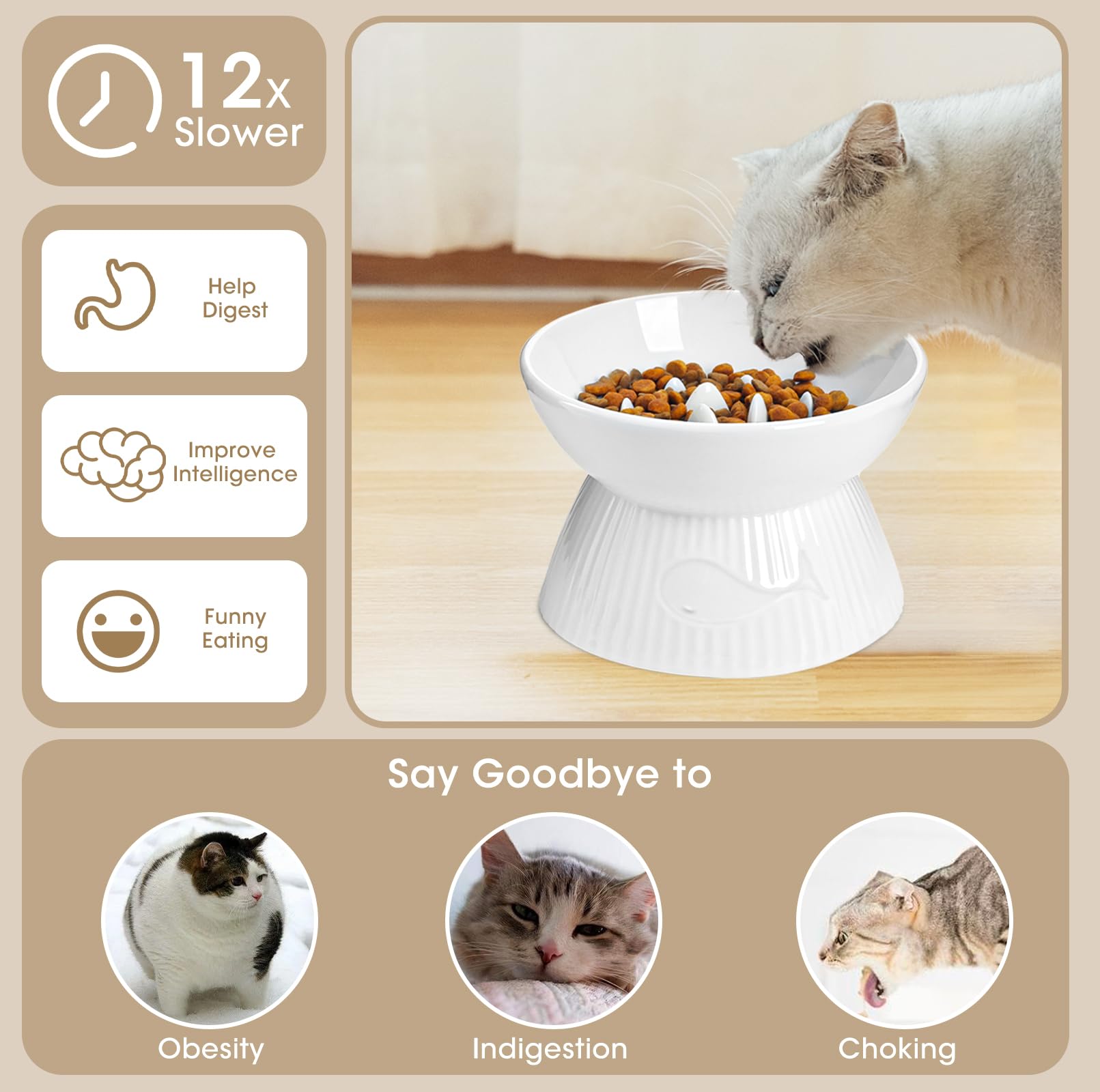 Kopmath cuenco con picos elevados para ritmo de comida más pausado.