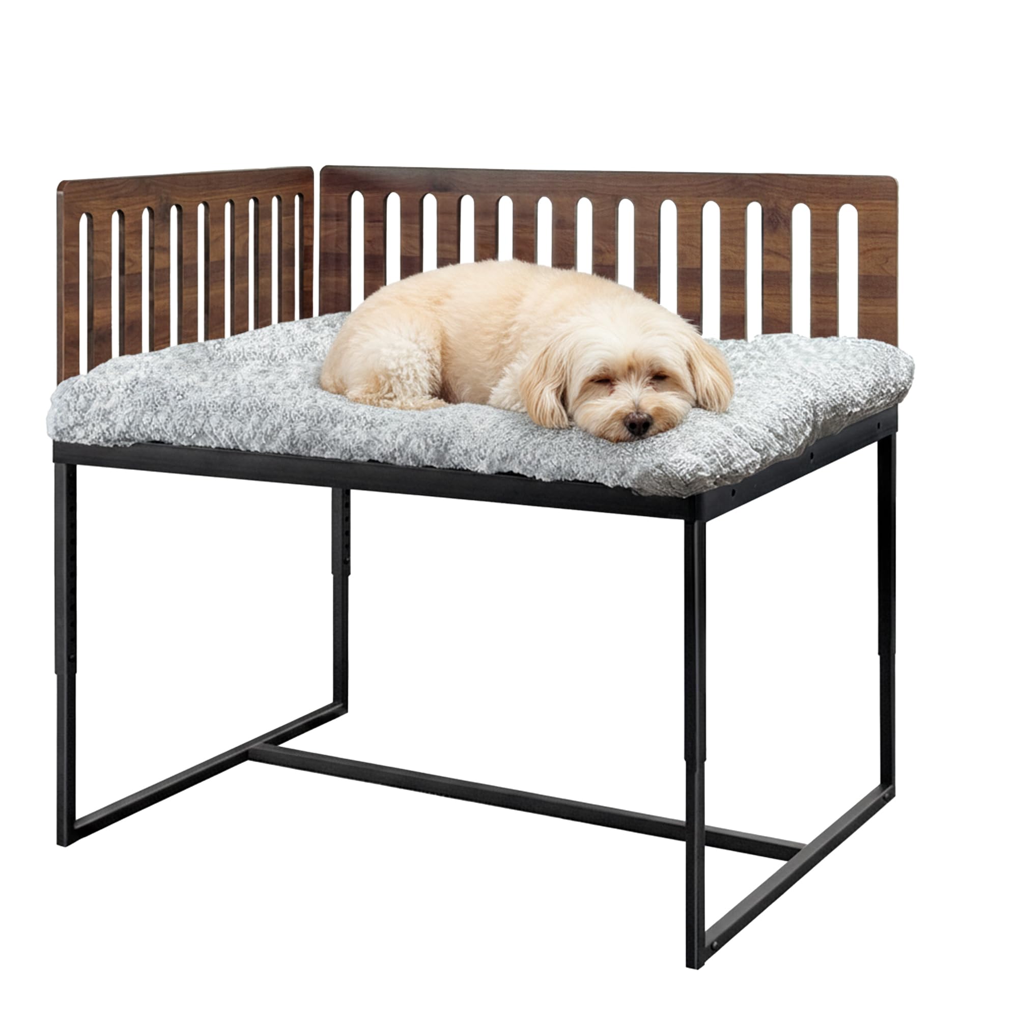 Koretech cama lateral para perros con dos paneles, soporte estable y cómodo.