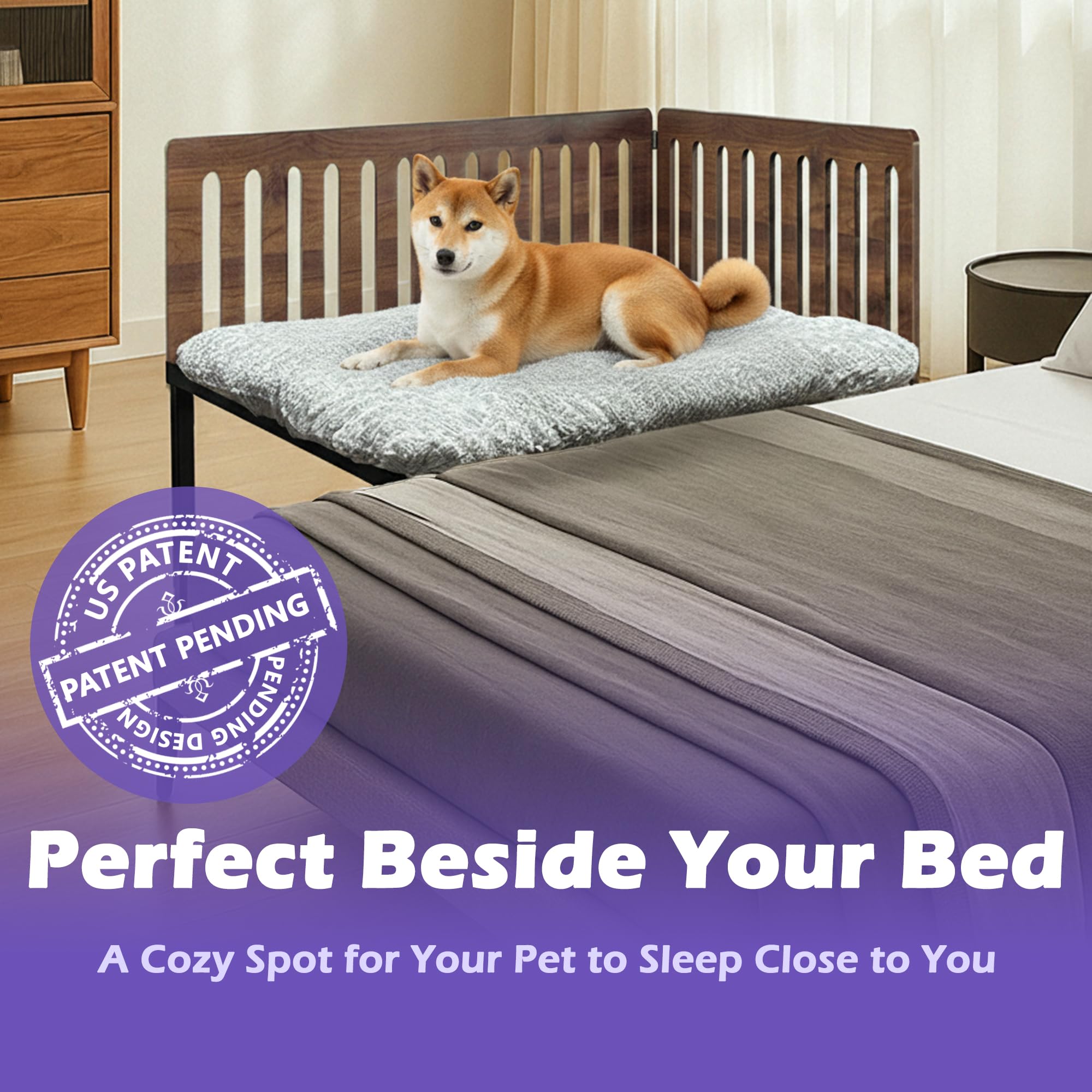 Koretech Cama lateral con dos paneles para dormir cerca de su humano.