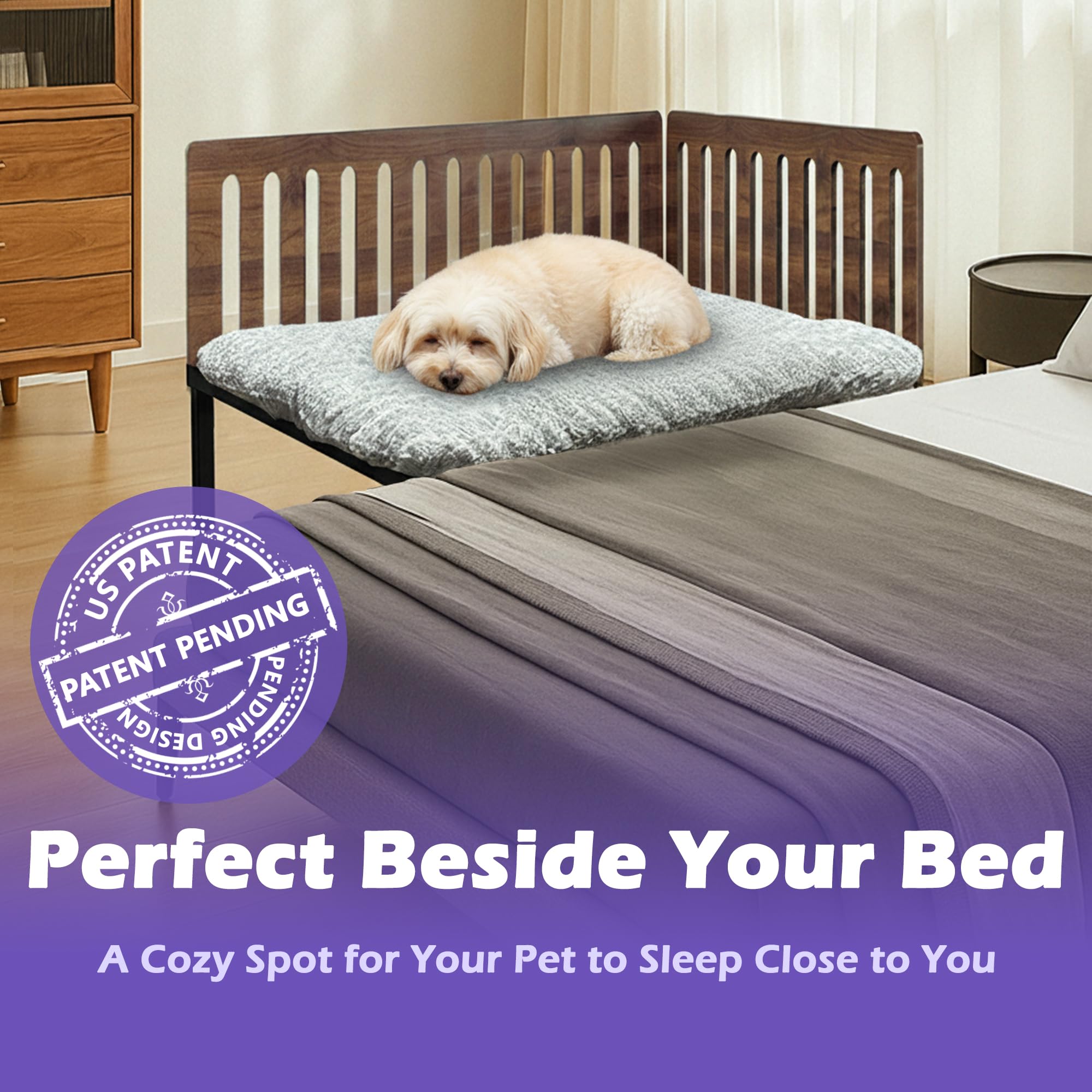 Koretech cama para perro con altura ajustable para nivelarla con tu cama.