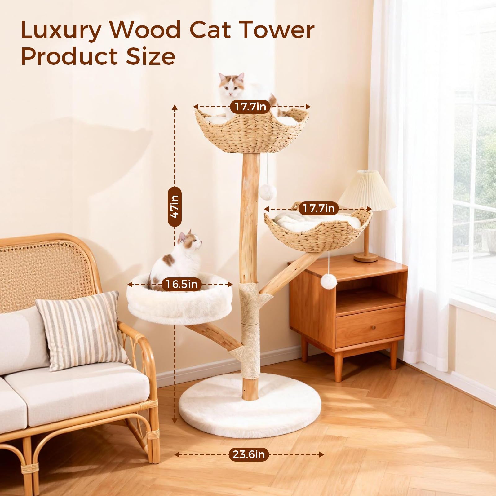 Koryndel Torre de Gato con Rascar, base estable para interiores