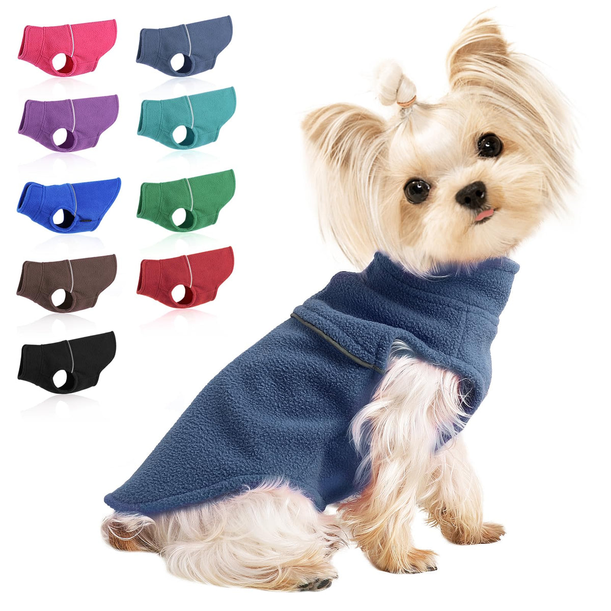 Kosiyi chaleco para perro pequeño, vista frontal, confort para paseos diarios.