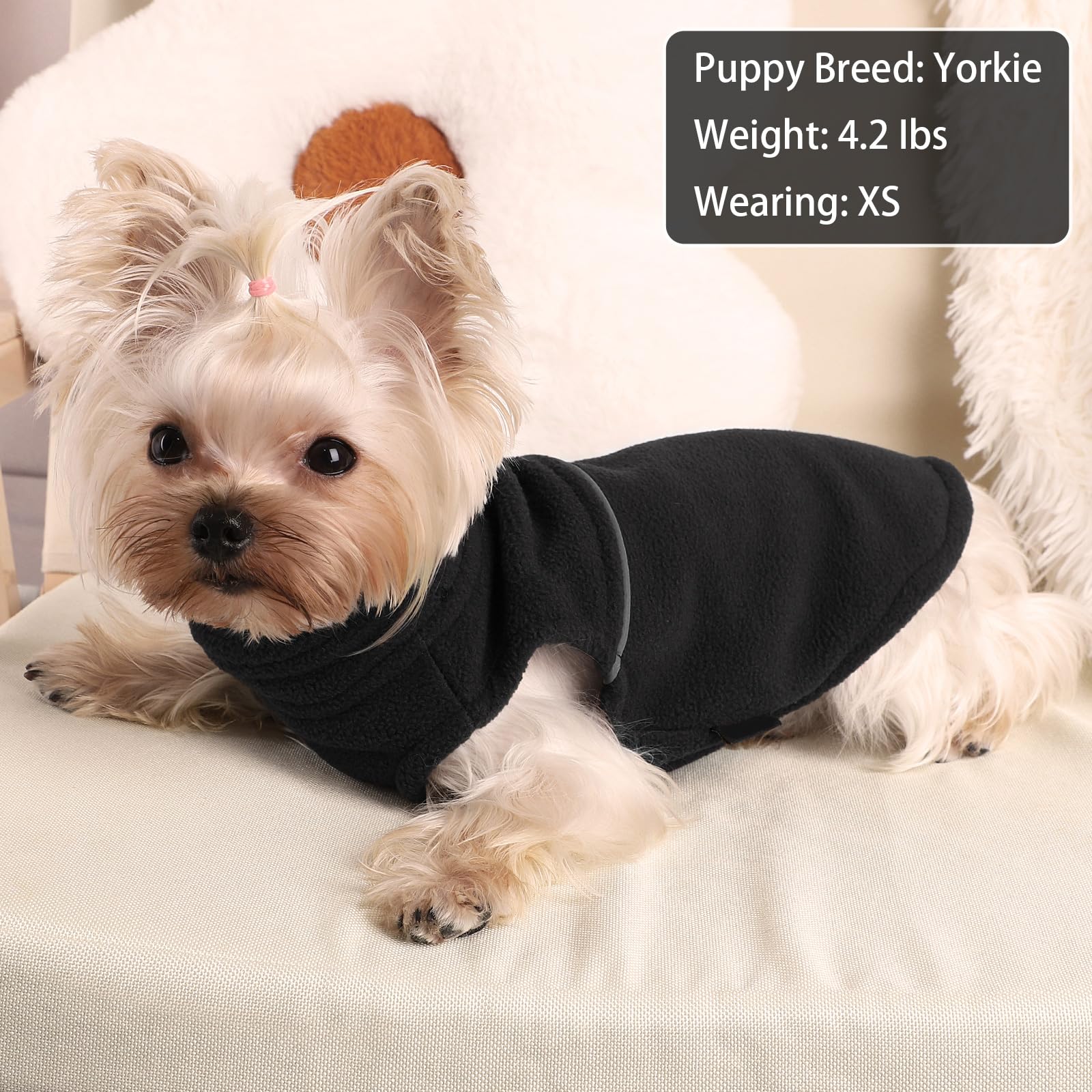 Kosiyi chaqueta franela para perro pequeño, detalle textura del tejido, suavidad al tacto.