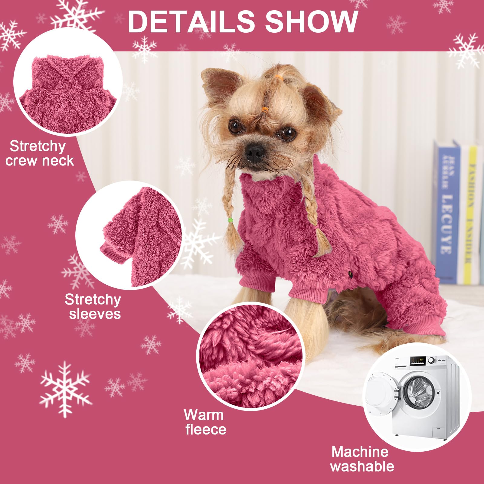 Kosiyi conjunto para perro rosa, práctico para días fríos y salidas.