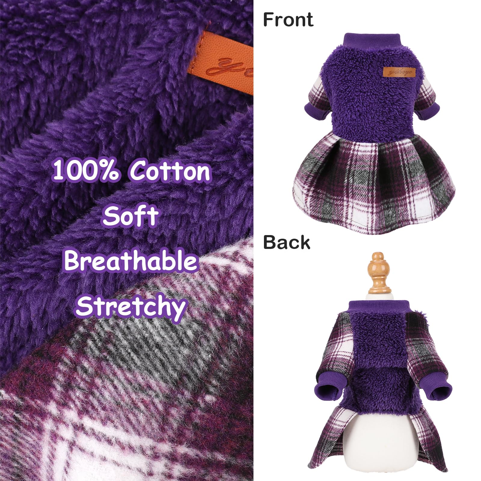 Kosiyi mangas-puf vestidor para perros, patchwork a cuadros para un look adorable.