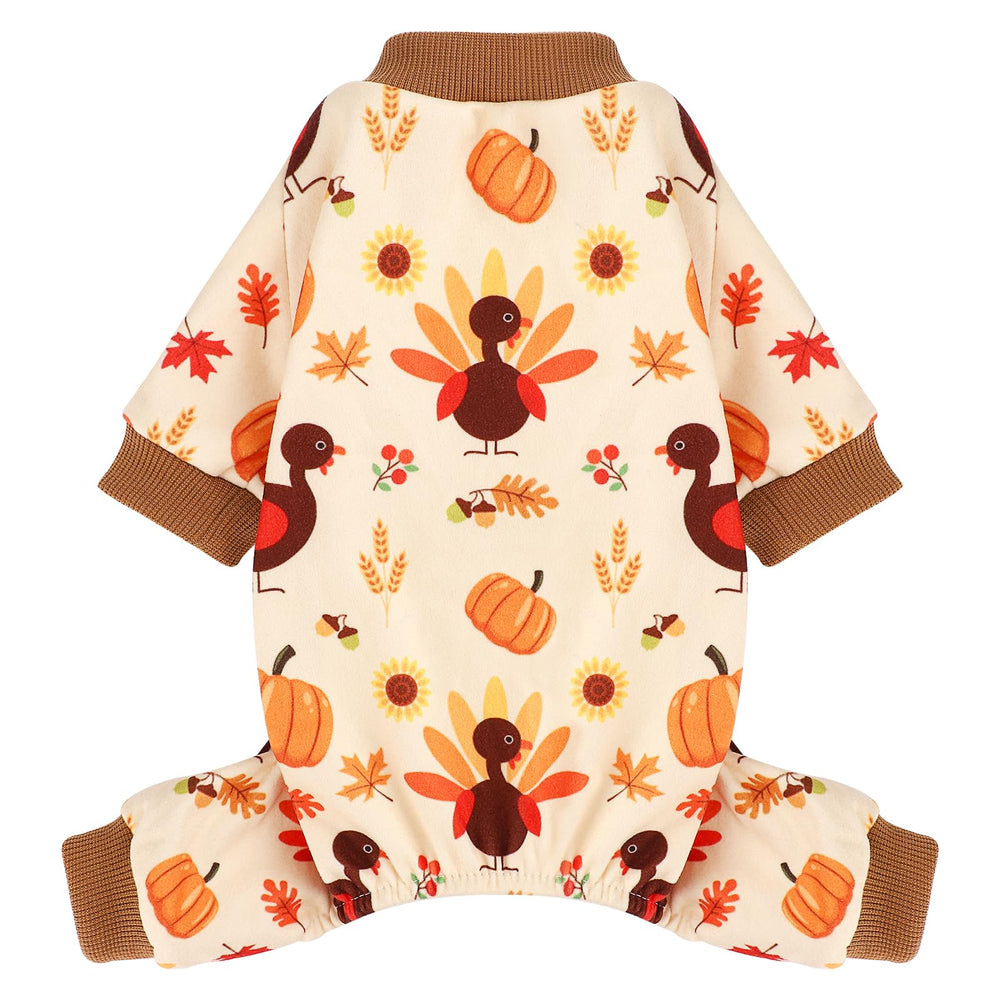 Kosiyi pijama para perro con pavo, ideal para fiestas de Acción de Gracias.
