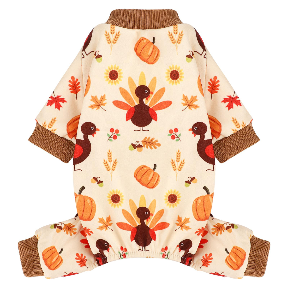 Kosiyi pijama para perro con pavo, ideal para fiestas de Acción de Gracias.
