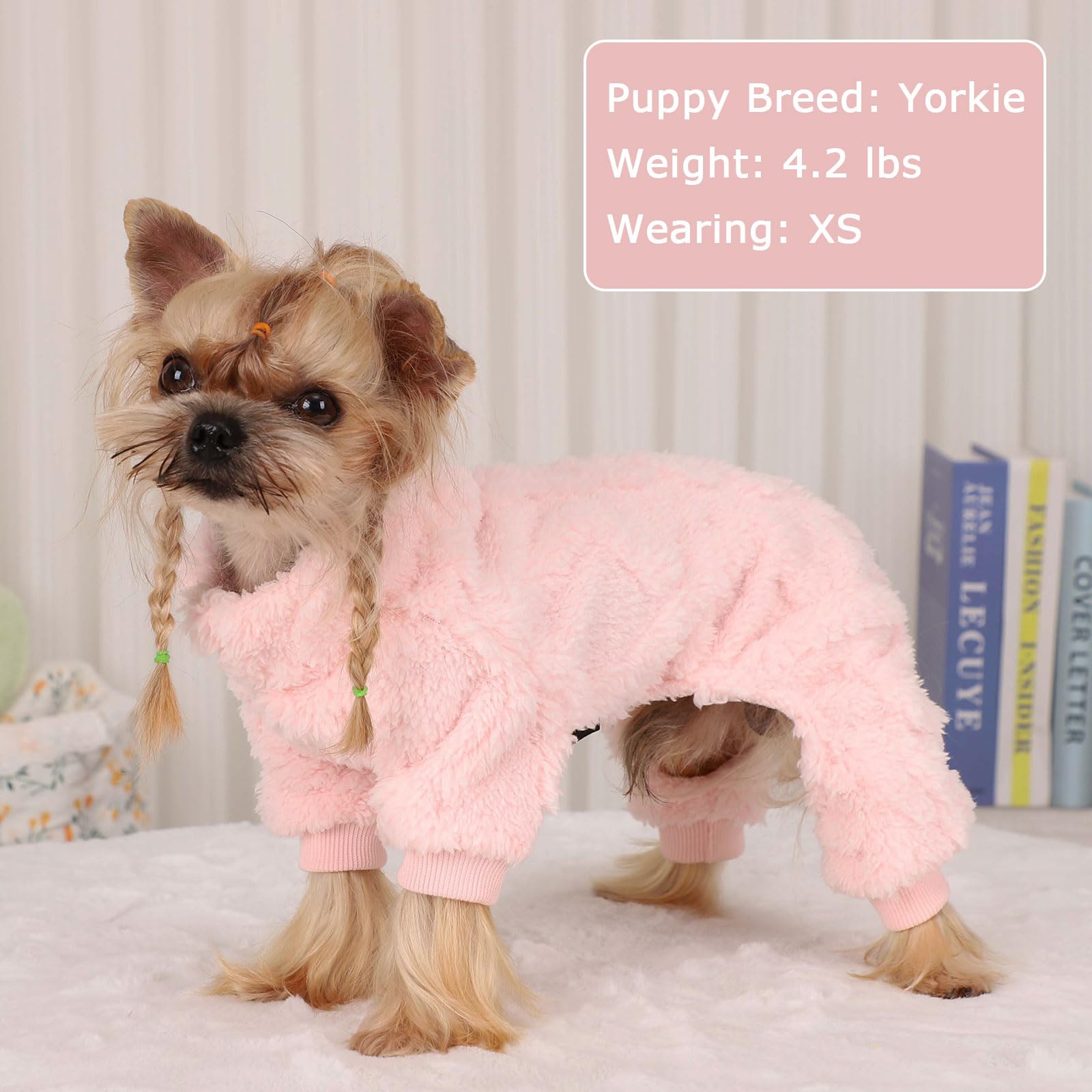 Kosiyi pijama de perro fleece rosa xs, suave para dormir.
