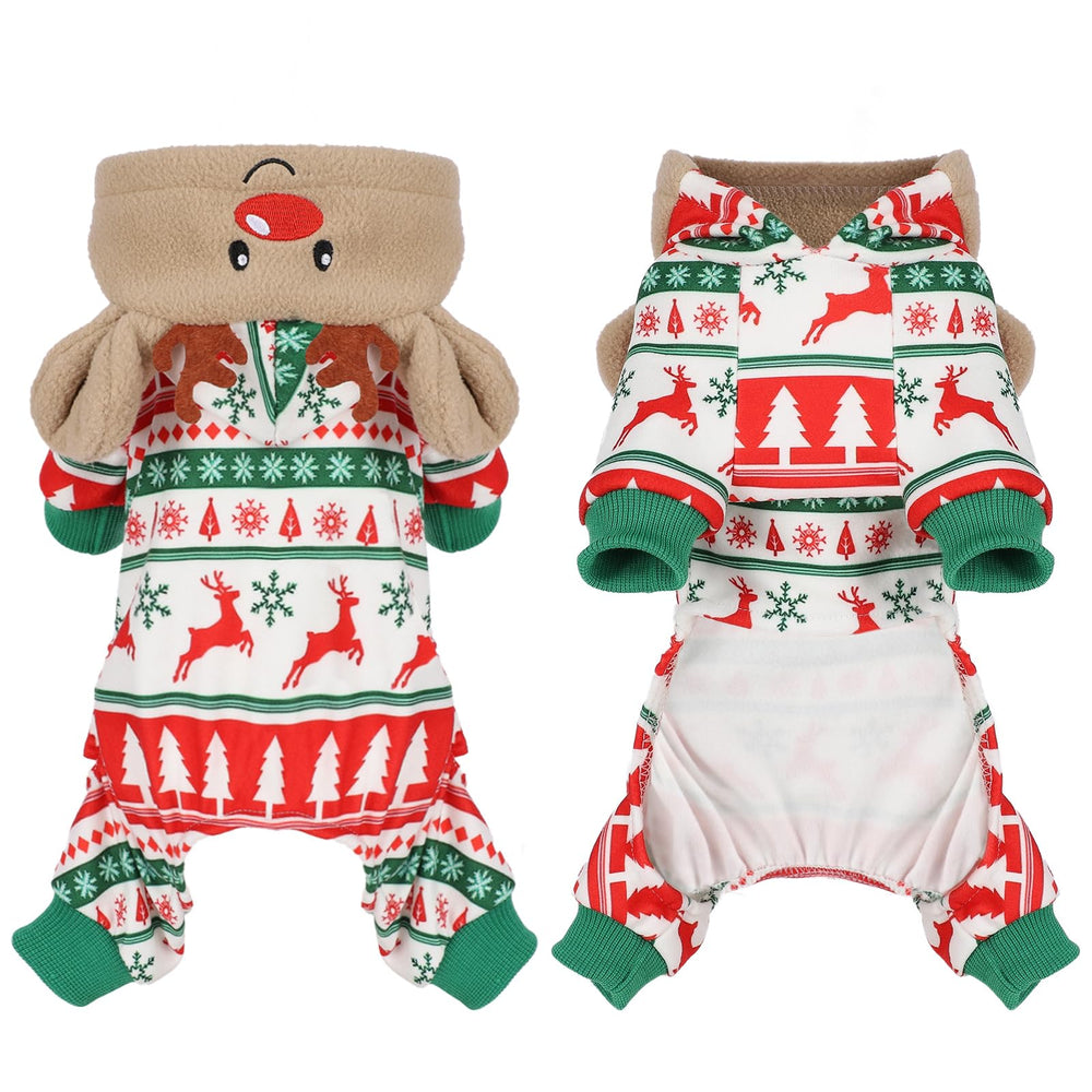 Kosiyi Pijama para perro con capucha de elfo, cómodo y cálido para paseos de invierno.