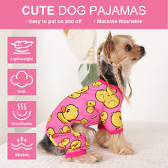 Kosiyi pijama para perros patito rosa abdomen abierto facilita higiene diaria