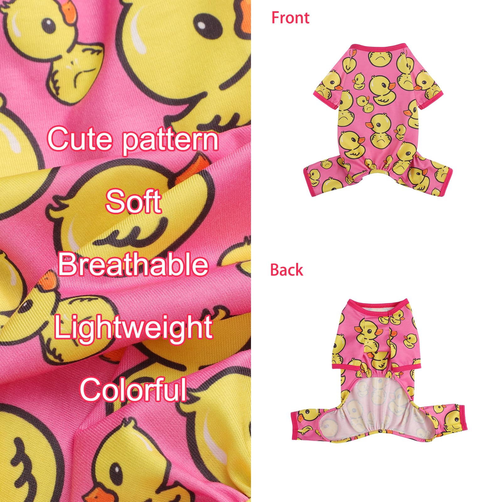 Kosiyi pijama para perros patito rosa cierre sencillo, ideal para viajes