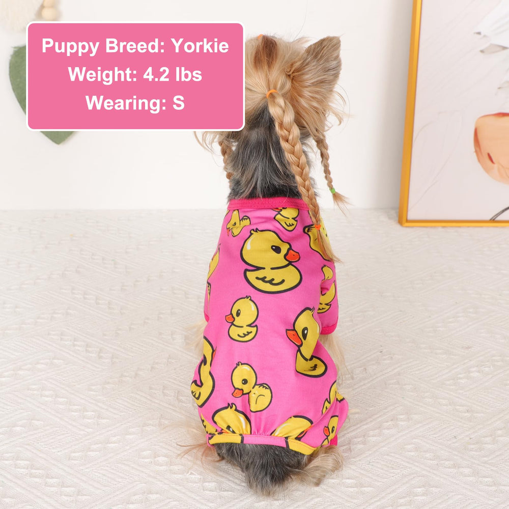Kosiyi pijama para perros patito rosa detalle elastico, ajuste cómodo en las patas