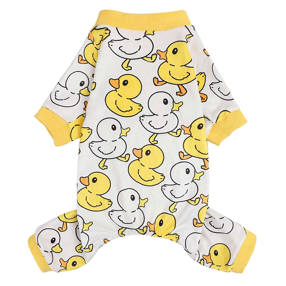 Kosiyi pijama para perro patito amarillo velvet: mantiene cálido al perro durante paseos fríos.