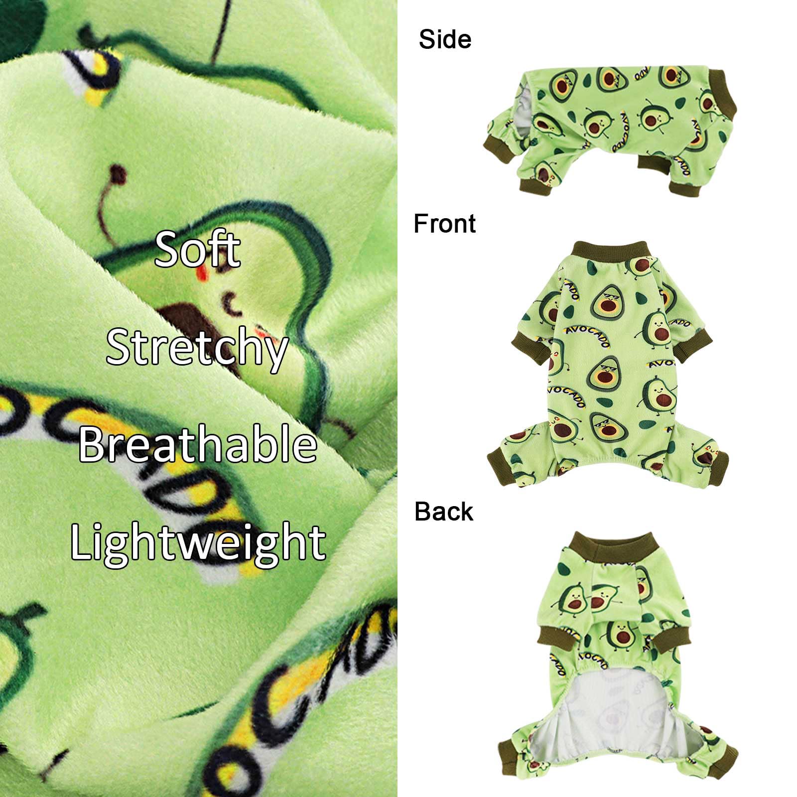 Kosiyi pijama para perro pequeño avocado dorso, cobertura completa para días fríos