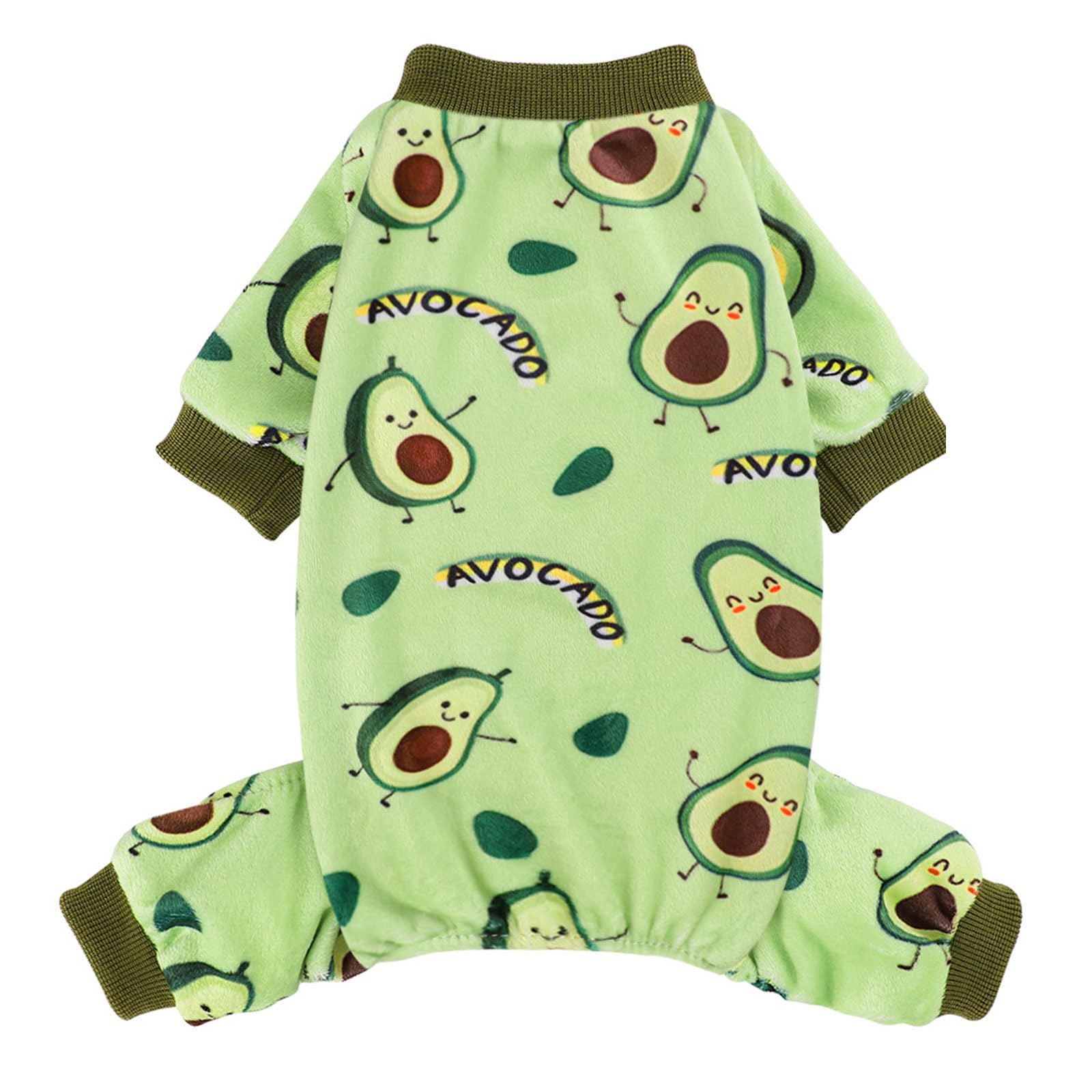 Kosiyi pijama para perro pequeño avocado frente, cómodo para dormir y calentar la noche