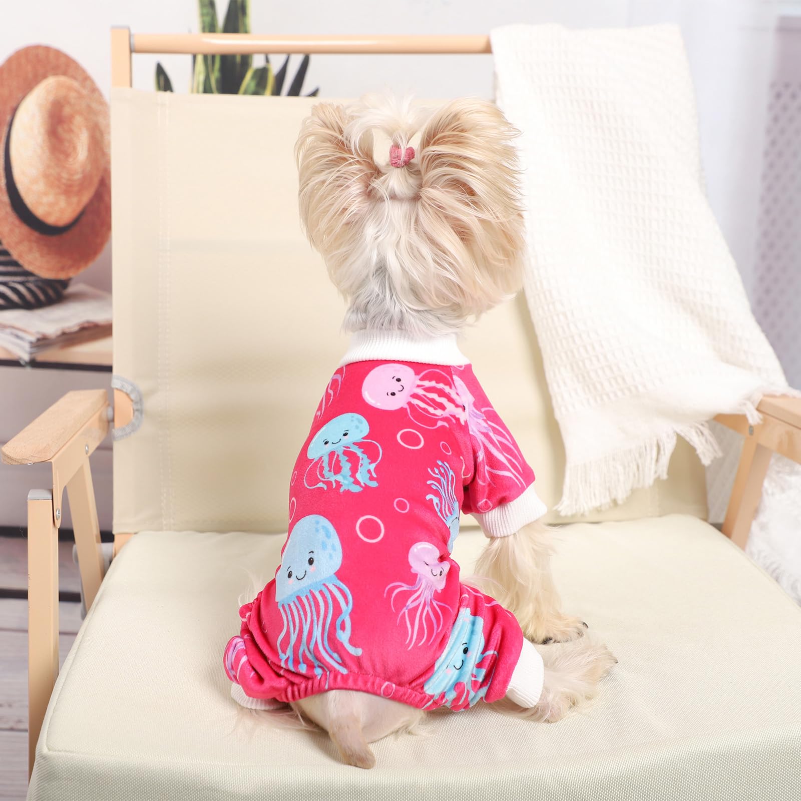 Kosiyi pijama perro pequeño, diseño por encima de la cabeza, se pone y quita fácilmente.