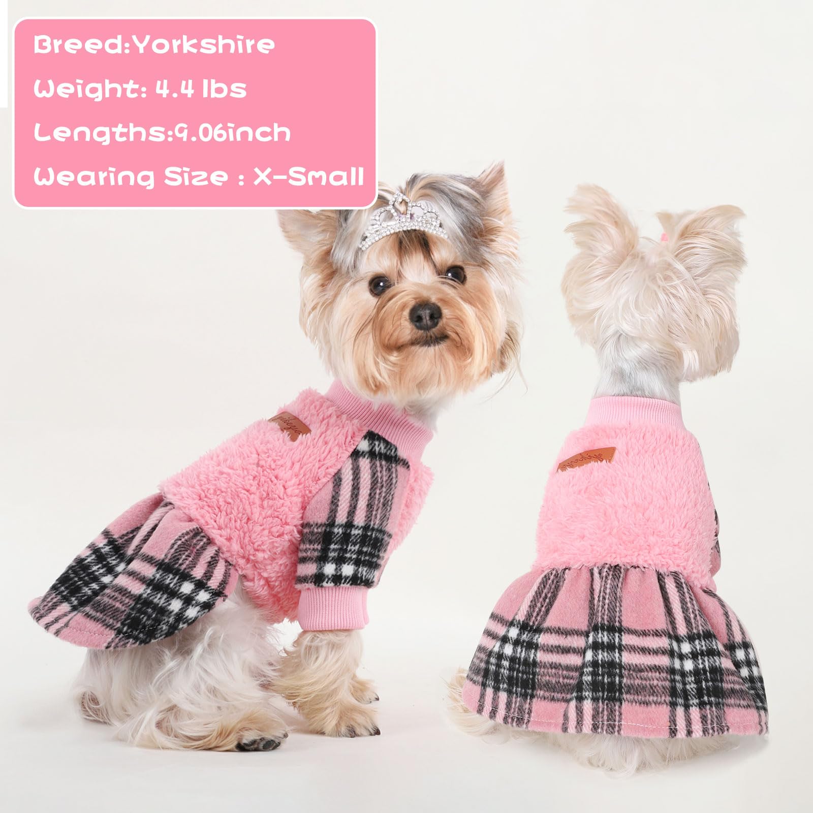 Kosiyi ropa diaria de invierno para perro pequeño rosa, cómoda para paseos.
