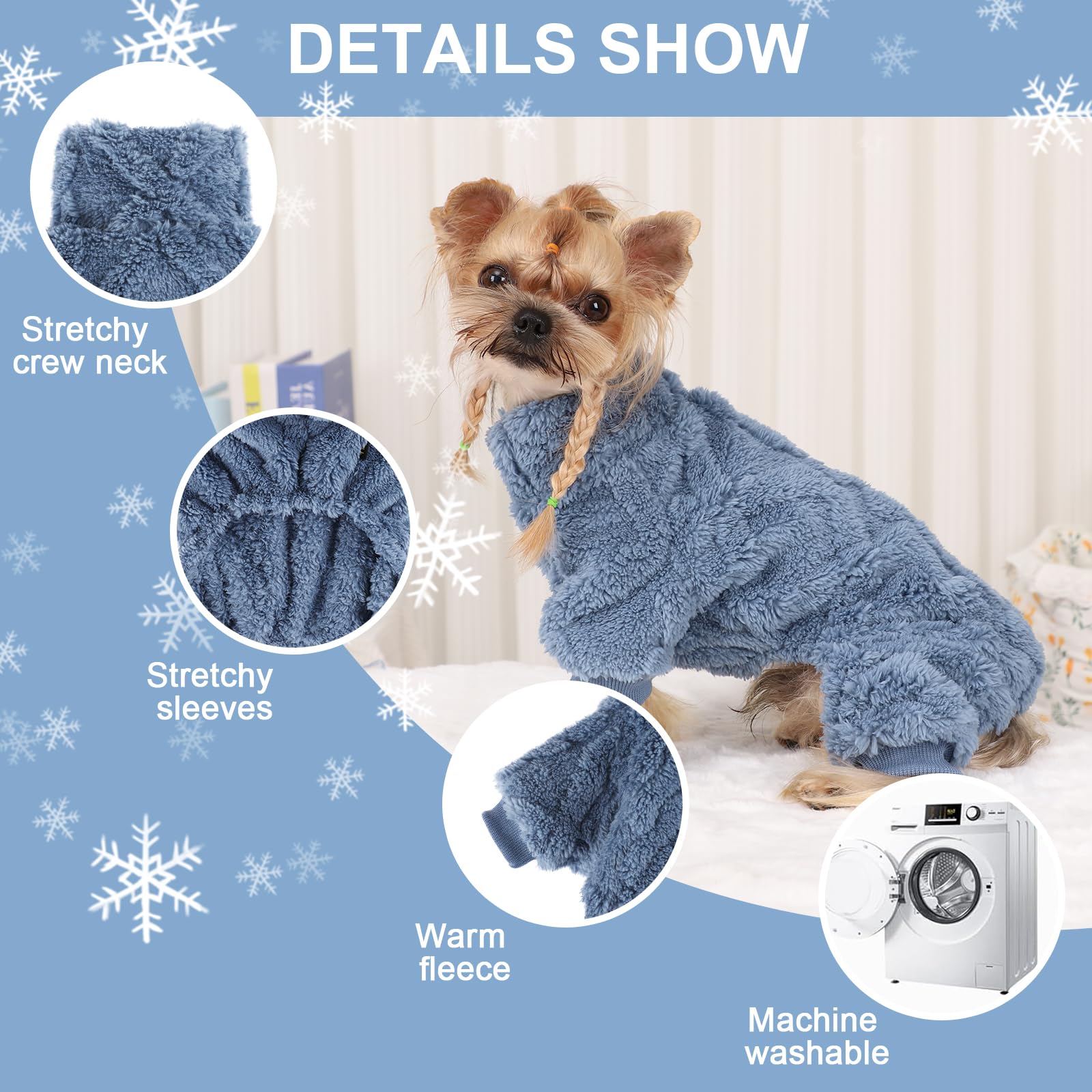 Kosiyi prenda de invierno para perros en azul, para casa y paseo.