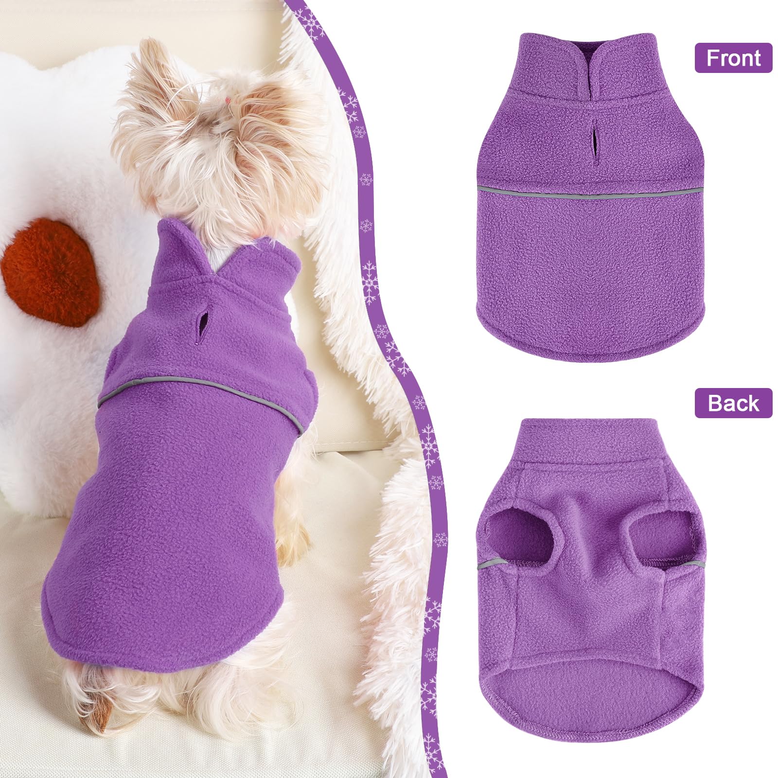 Kosiyi sudadera de felpa para perro pequeño morado xs, uso diario suave.