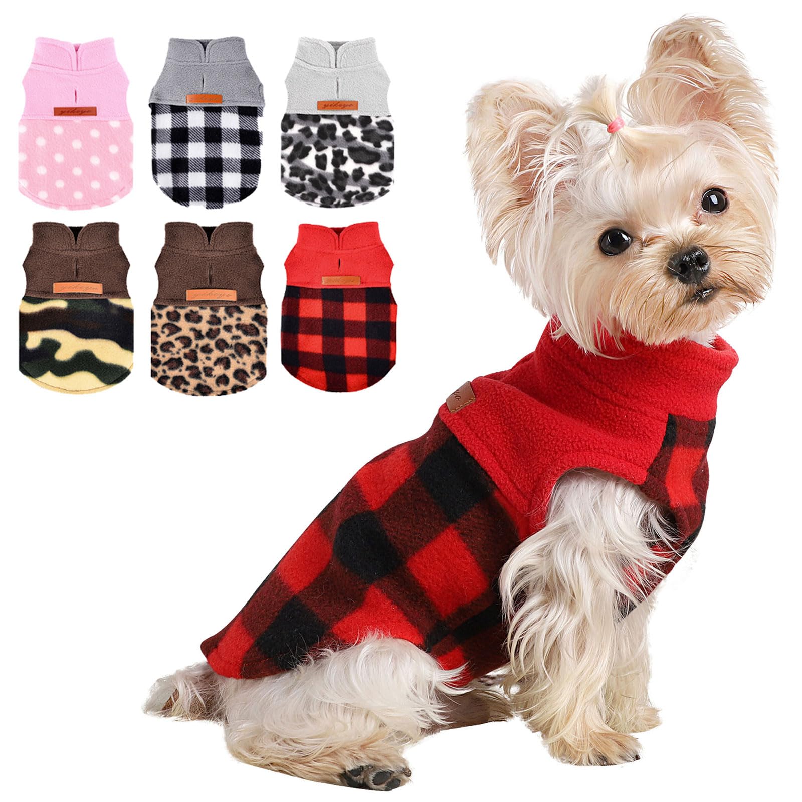 Kosiyi sudadera para perro con patrón a cuadros rojos XXS, ideal para paseos en clima frío.