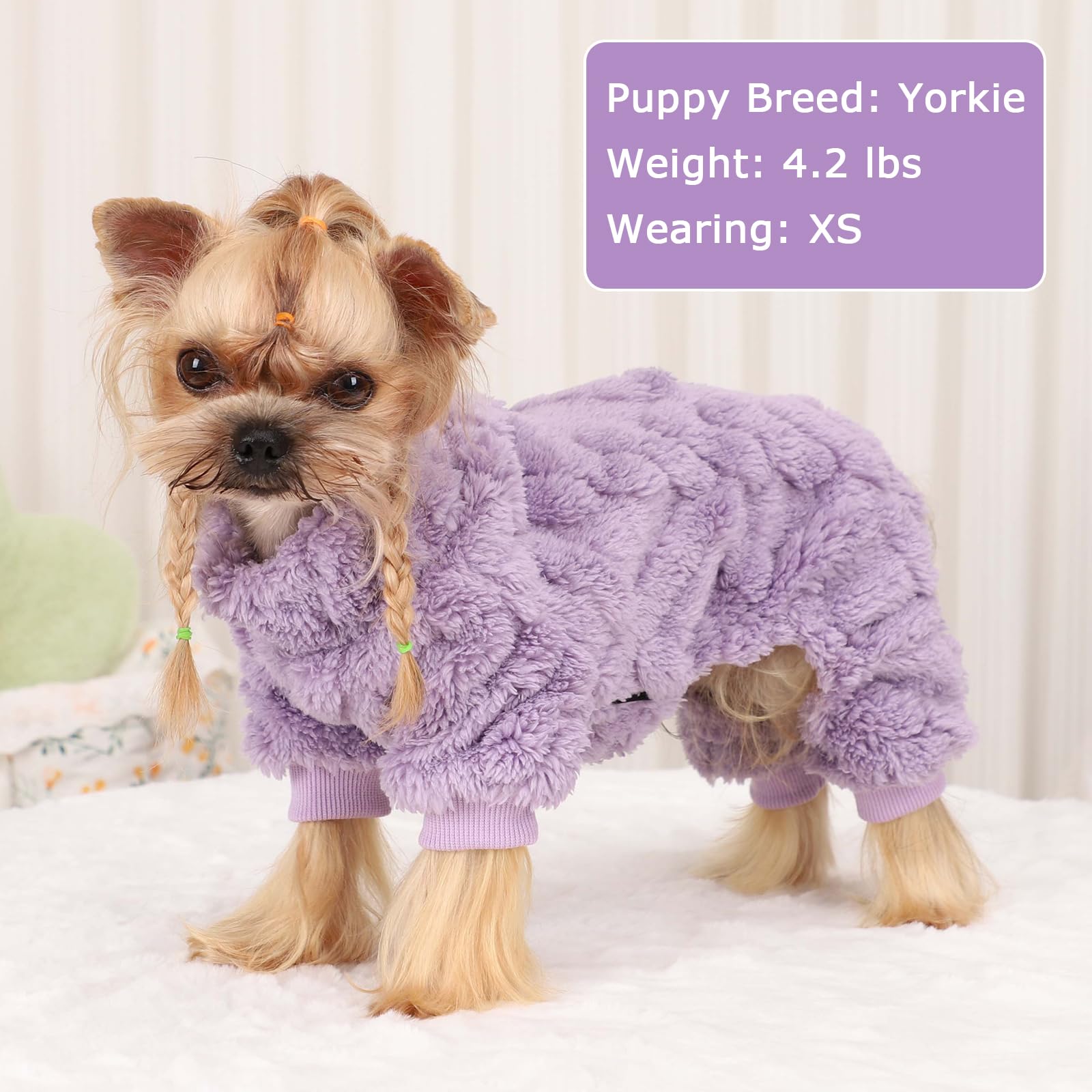 Kosiyi suéter morado para perro pequeño, cuello alto, aporta calor adicional.