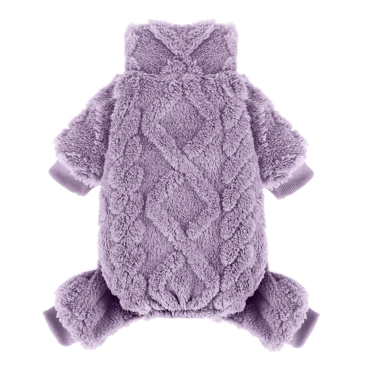 Kosiyi suéter morado para perro pequeño, frontal, ideal para paseos fríos.