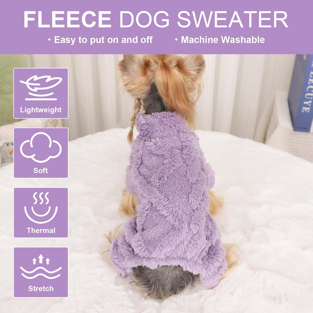 Kosiyi suéter morado para perro pequeño, tela de felpa suave y confort.