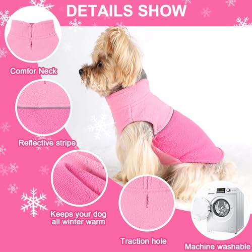 Kosiyi sudadera para perro pequeño rosa, cuello alto para el frío.