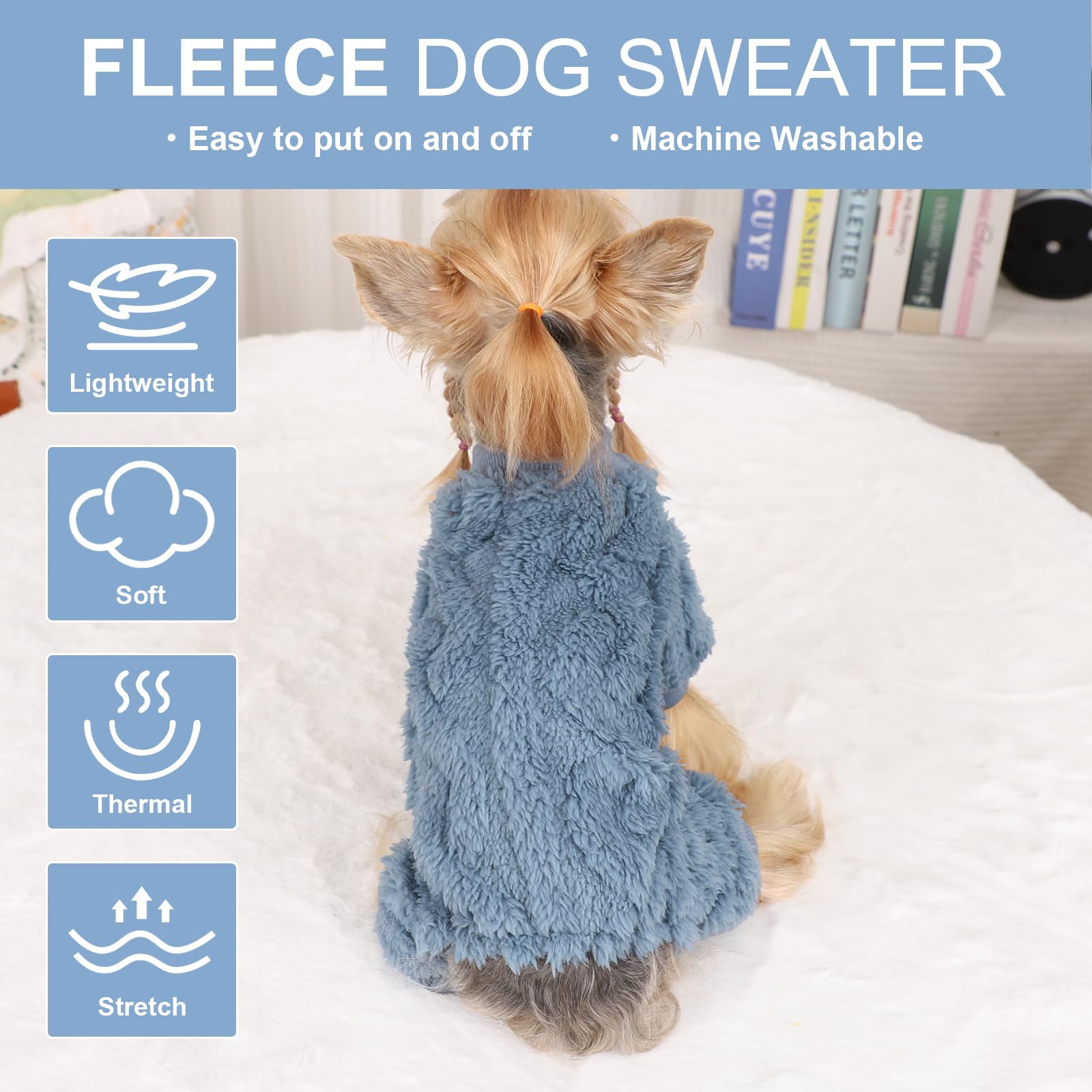 Kosiyi suéter para perro pequeño, apto para lavado en máquina.