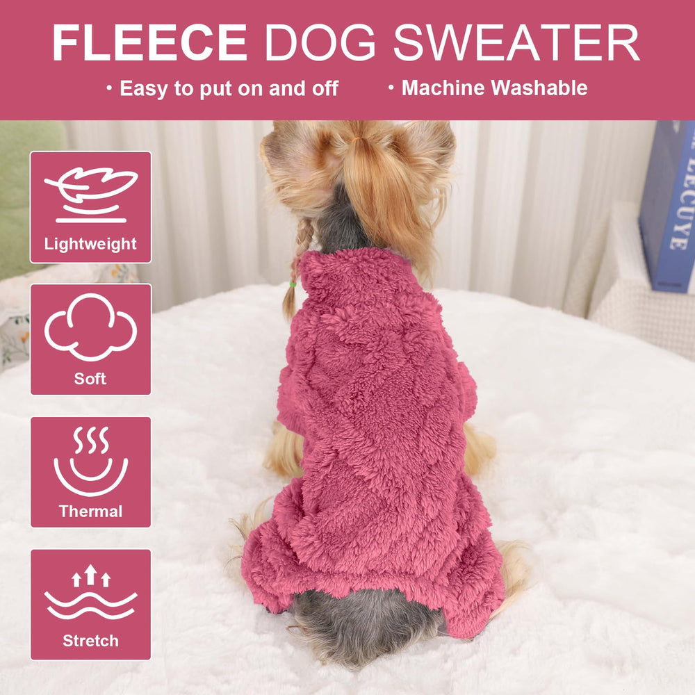 Kosiyi sueter para perro rosa, cuello alto y abrigo suave.