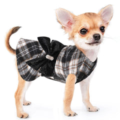 Kosiyi vestido suéter para perros pequeños con cuadros, ideal para paseos.