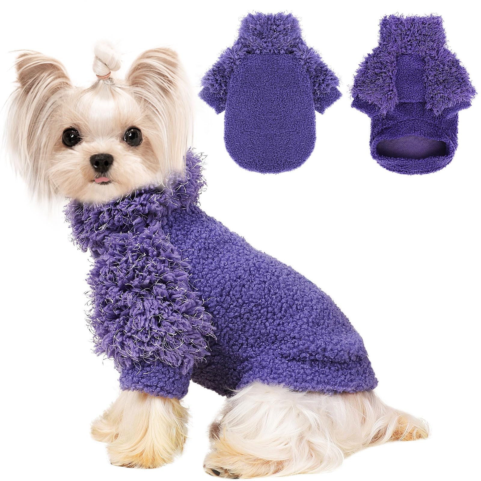 Kosiyi sueter para perro pequeno frente, tacto suave y abrigo para paseos