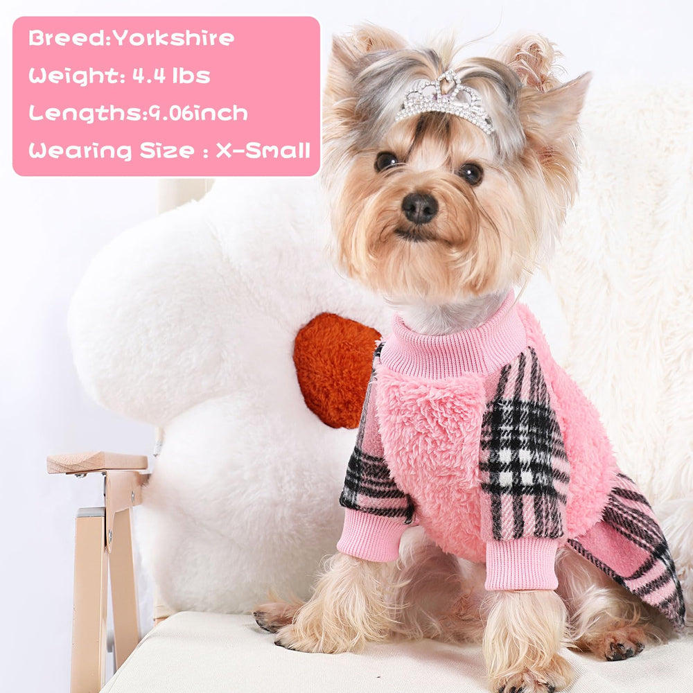 Kosiyi vestido-puff con detalle rosa para perro pequeño, perfecto para salidas festivas.