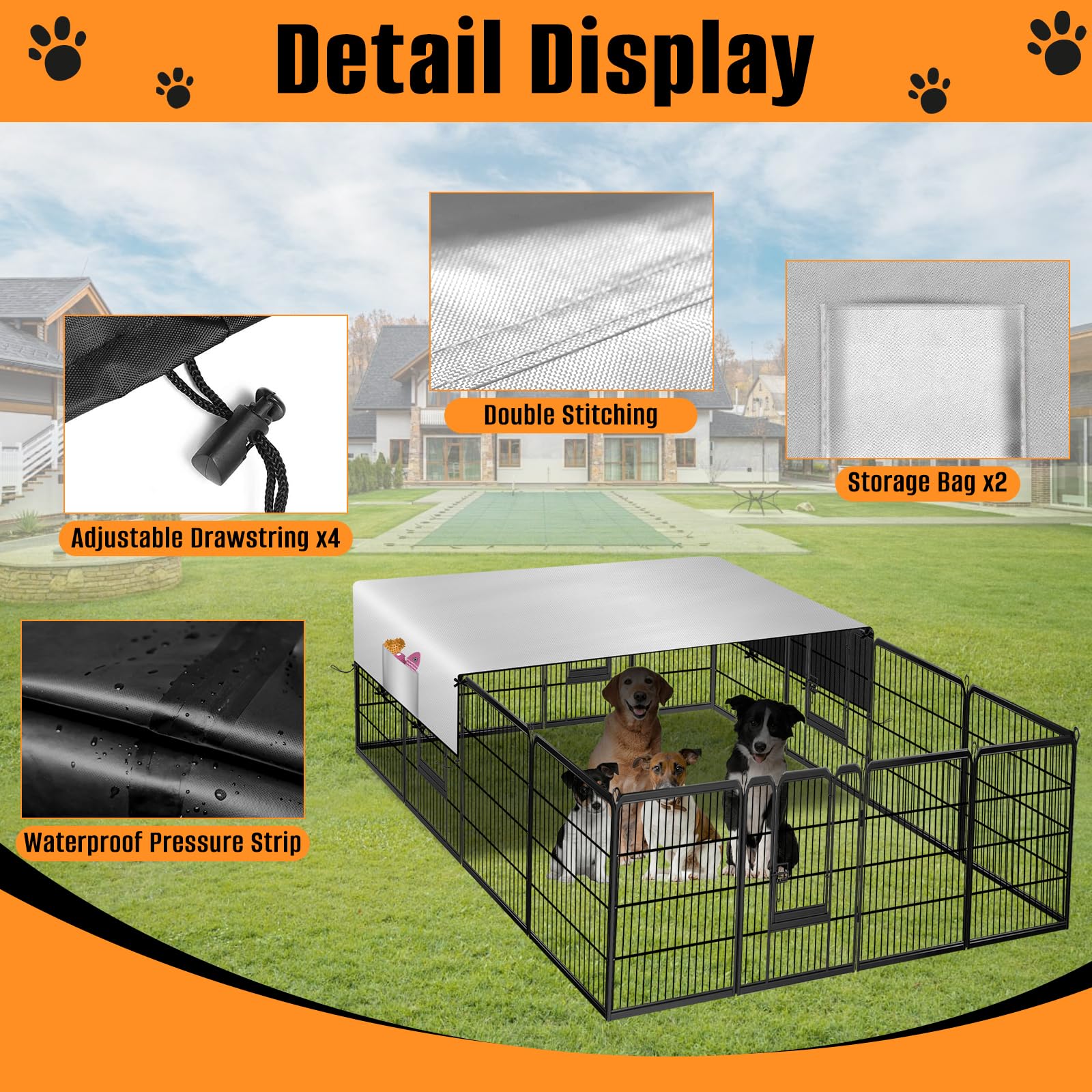 Kovshuiwe cobertura impermeable para corral de perros, resistente a la lluvia.