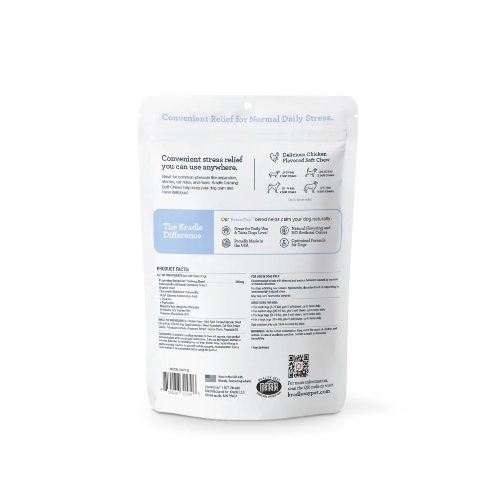 Kradle Calming Chews: complemento diario para apoyo emocional.