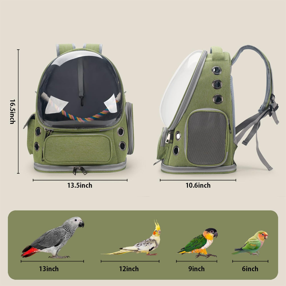 KREACHUR mochila con perch ajustable, soporte cómodo para el pájaro en movimiento.
