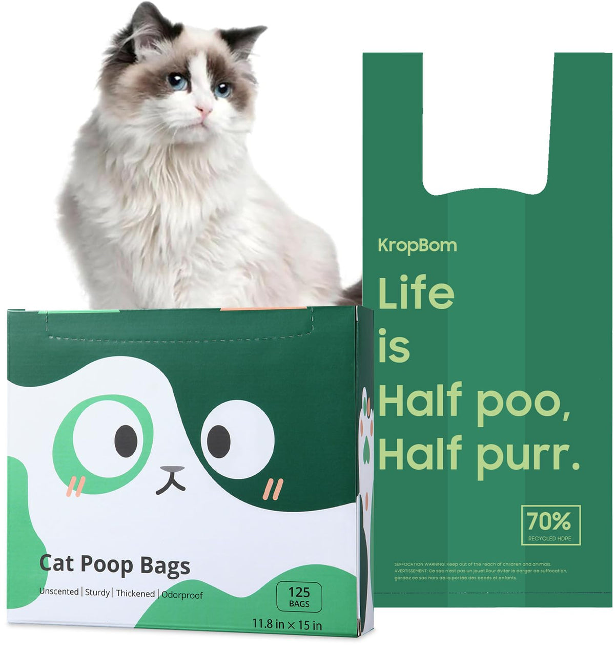 KropBom bolsas-gato-con-tapas: fáciles de sellar y un manejo limpio.
