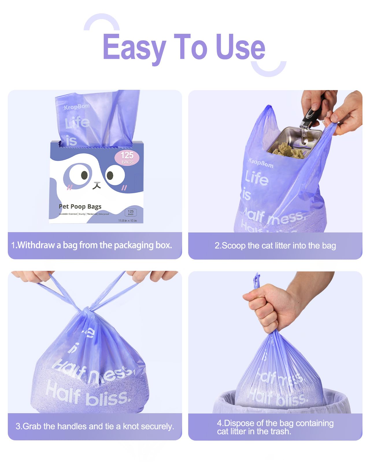 Paquete de 125 bolsas con juguete de gato incluido para diversión diaria.