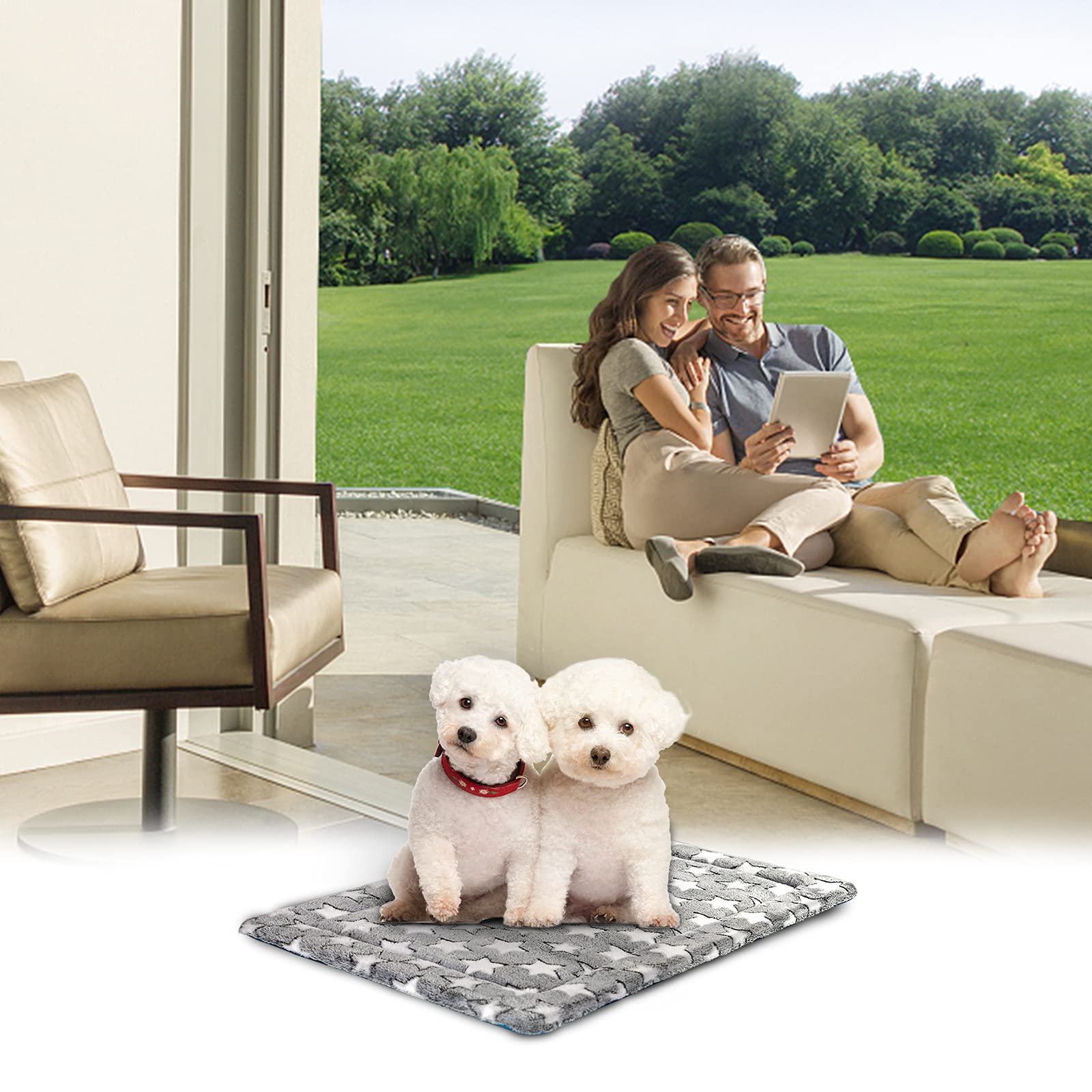KROSER Fancy Dog Crate Pad uso casa y vehículo, portabilidad