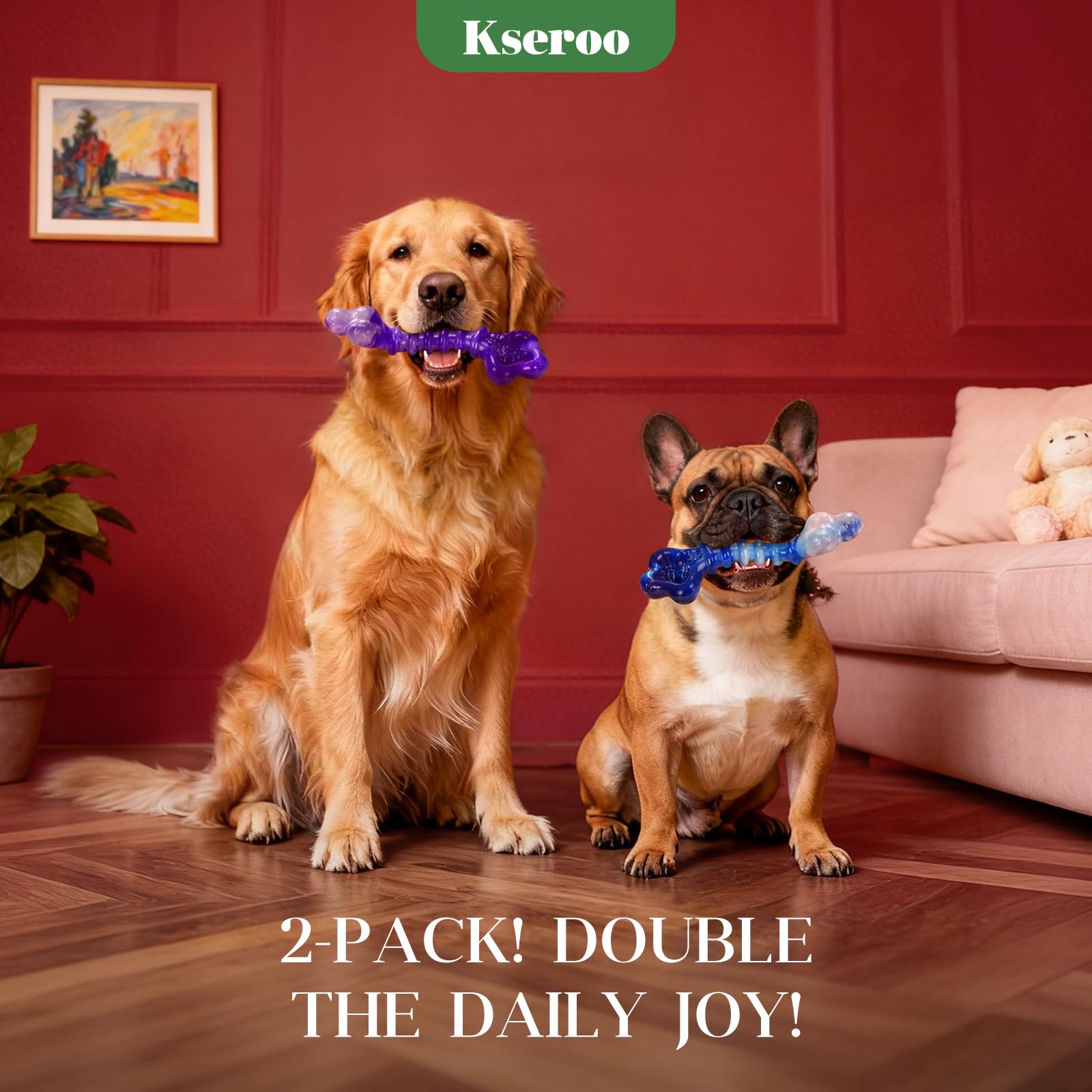 Hueso de masticación dura Kseroo para perros grandes, pensado para sesiones largas.
