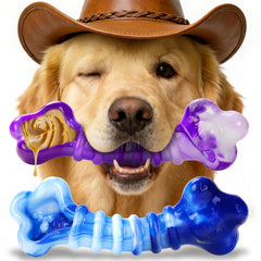 Juguete indestructible Kseroo con diseño de hueso para perros grandes, ideal para masticadores fuertes.