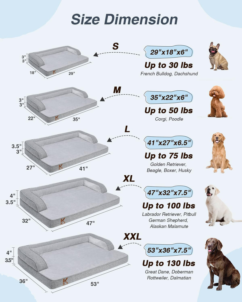KSIIA cama de tamaño 47x32 pulgadas en gris