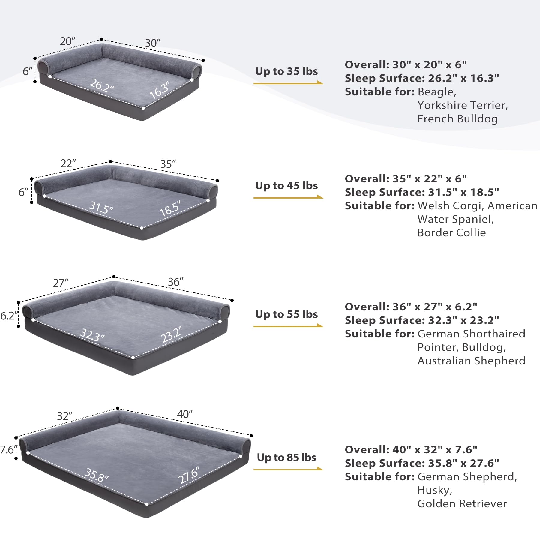 KSIIA Cama 30x20 pulgadas, apta para perros de hasta 16 kg.