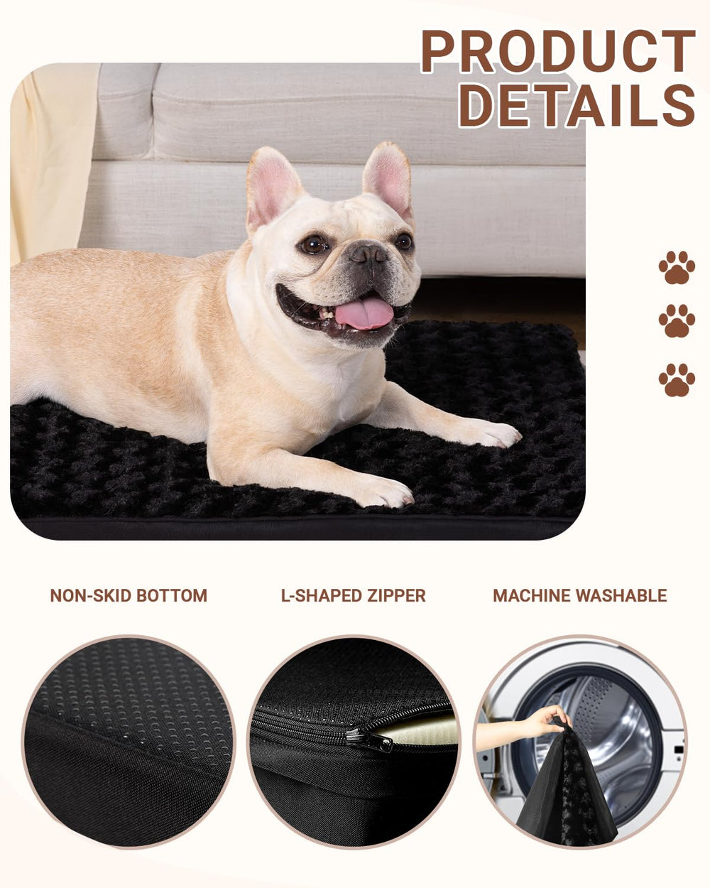 KSIIA cama de tamaño mediano 29x18 pulgadas, ideal para mascotas en casa o coche.