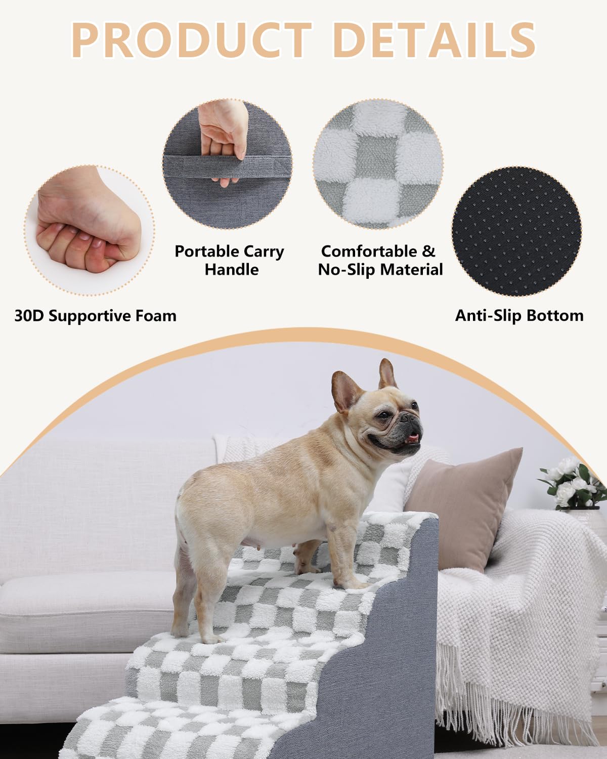 KSIIA Escalones Perro Cubierta Lavable: funda removible para limpieza fácil.